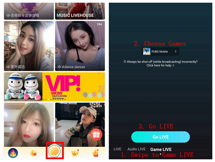 Three steps to live stream game in Bigo Live on mobile platform Thai